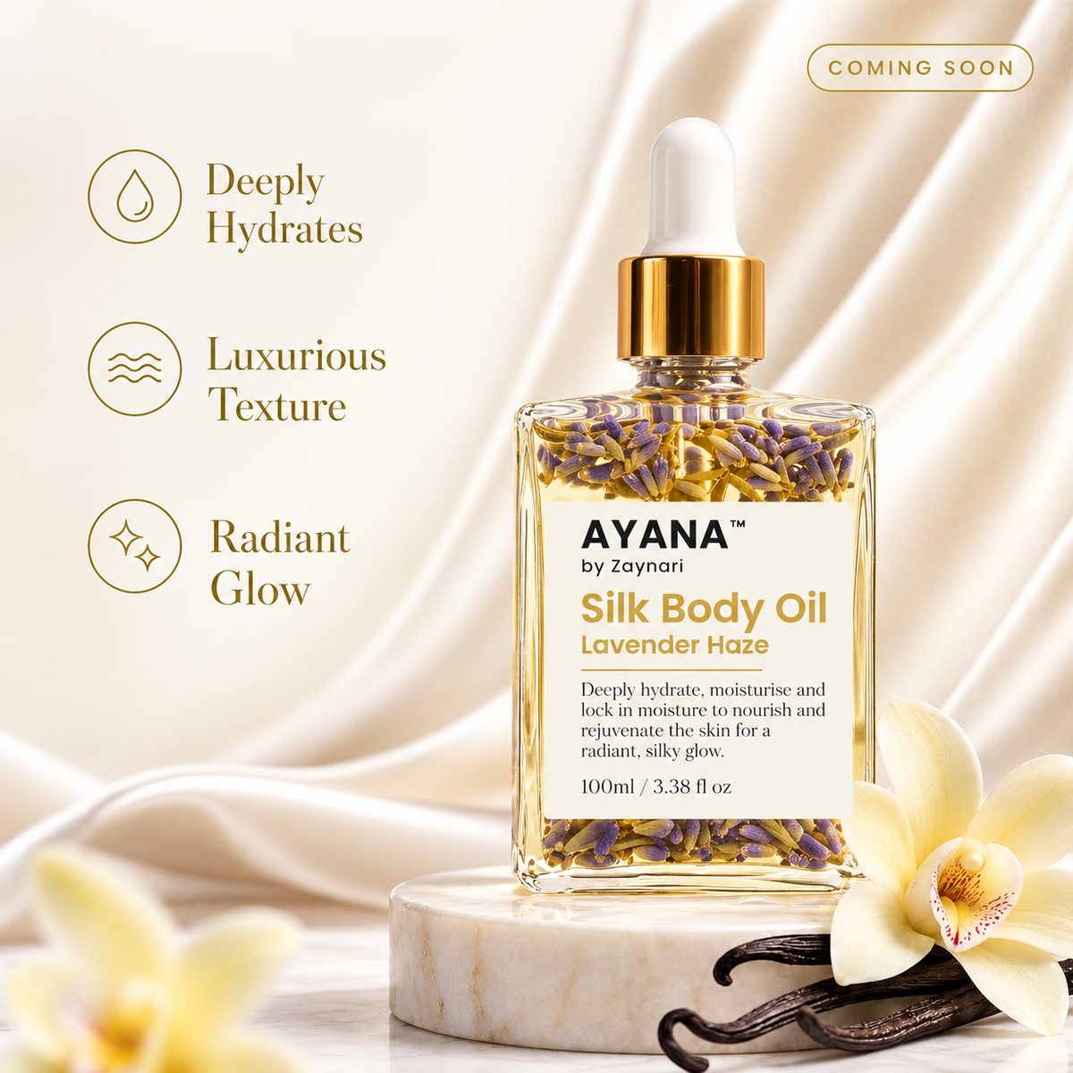 Pure Silk Body Oil with Dried Lavender Extract