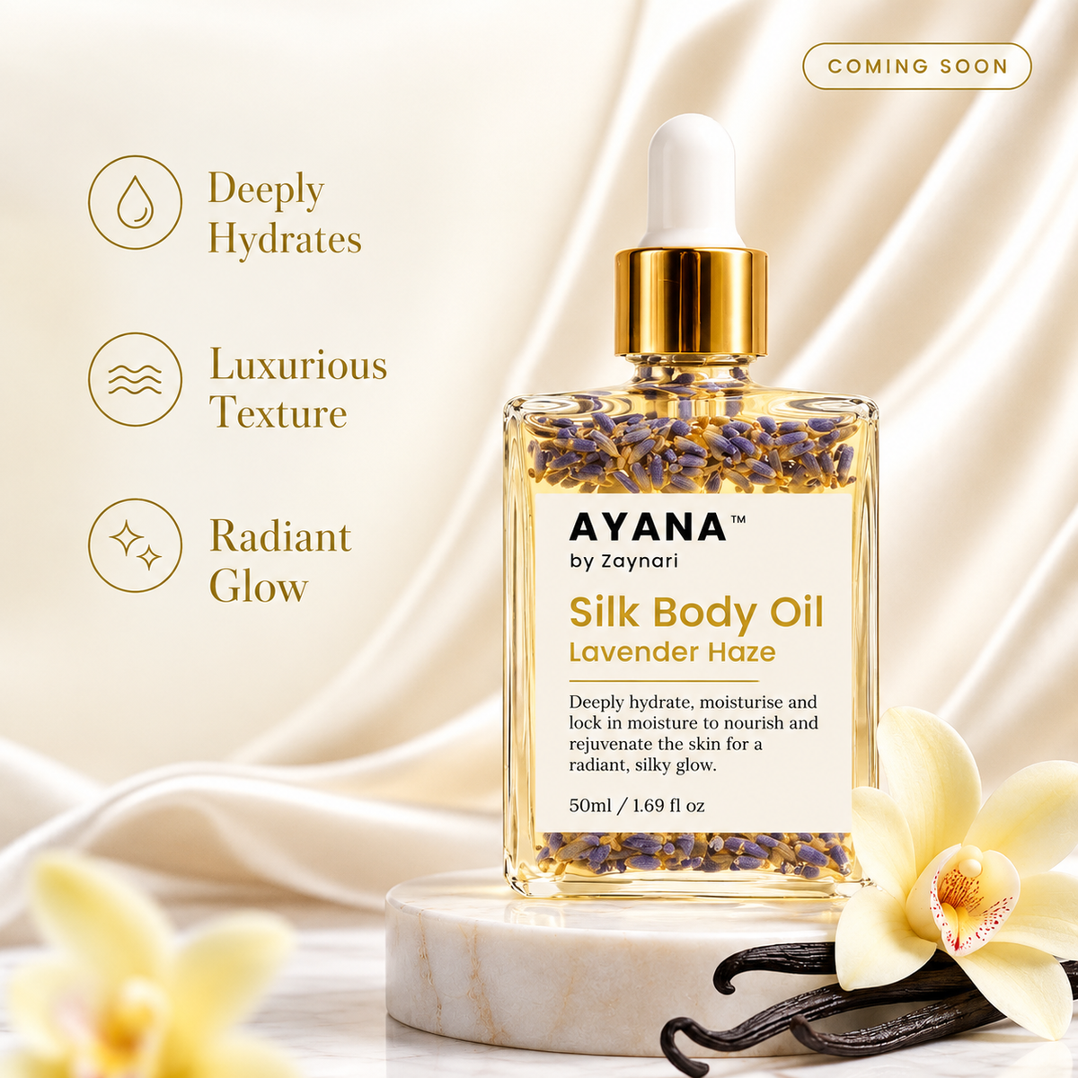 Pure Silk Body Oil with Dried Lavender Extract