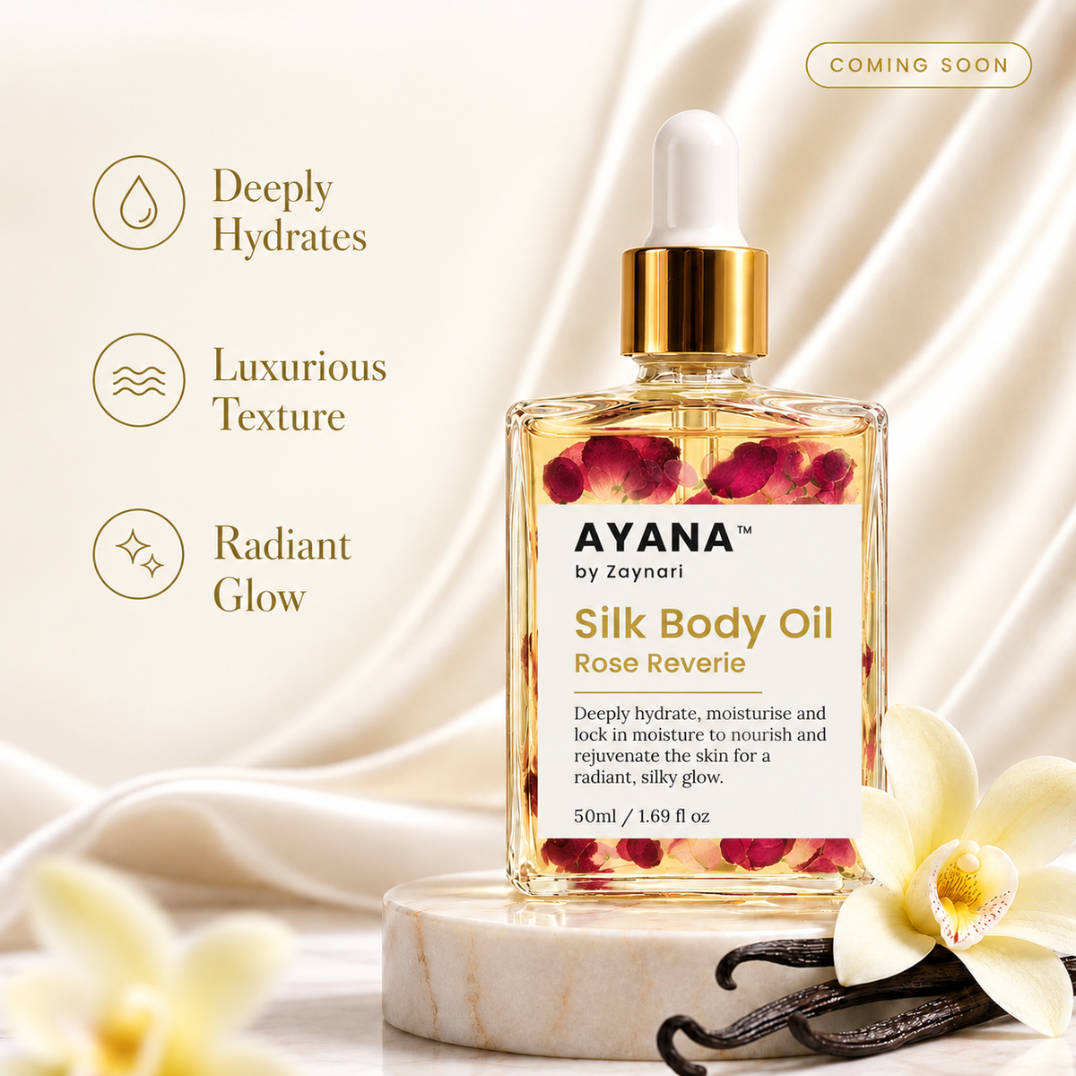 Pure Silk Body Oil with Dried Rose Extract