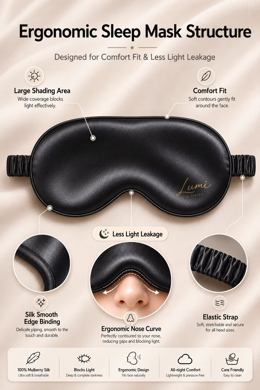 Luxury 100% Mulberry Silk Sleep Eye Mask